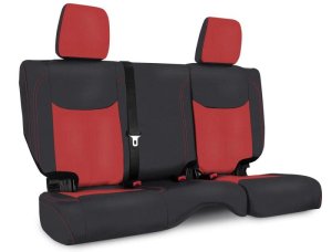 Jeep Wrangler JKU Rear Seat Cover - PRP Seats - Black/Red - `13-`18